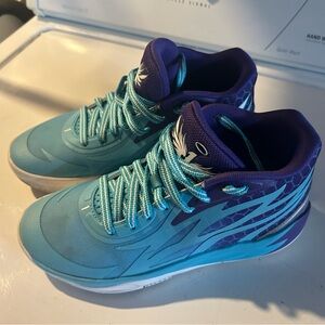 Puma MELO Lamelo Ball Shoes Sneakers GS Sz 5.5 Teal Purple Basketball